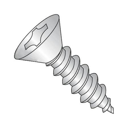 Self-Drilling Screw, #12 X 1 In, 18-8 Stainless Steel Flat Head Phillips Drive, 2000 PK